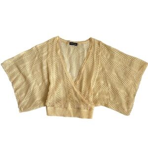 Y2K CECIL McBEE Light Beige Knit Poncho-Style Kimono Sleeve Sweater